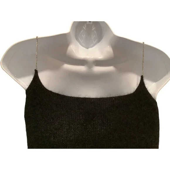 RALPH LAUREN RARE VINTAGE BLUE LABEL BLACK ANGORA DRESS /RHINESTONE STRAPS XS - Picture 6 of 10